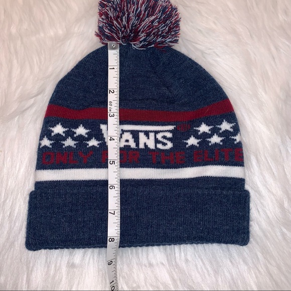 Vans Red, White, and Blue Snow Hat Beanie with Pom Pom - Picture 3 of 3